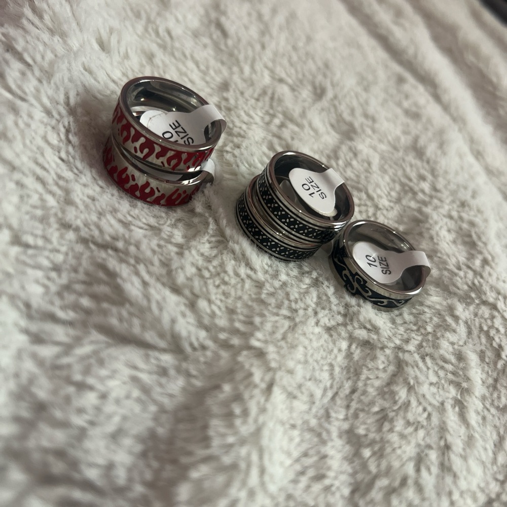 Random Set of Stylish Band Rings Size 10